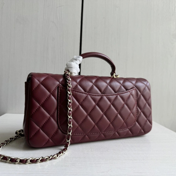 Top-grade 26a Chanel CF large mini extended style horizontal handle handle handle diamond pattern lambskin chain bag messenger bag 25*12