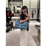 Top-tier Chanel 26a diamond-pattern denim CF style clamshell bag, underarm bag maxi, cross-body shoulder bag, genuine leather inside and outside, large size 38cm