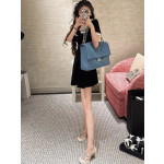 Top-tier Chanel 26a diamond-pattern denim CF style clamshell bag, underarm bag maxi, cross-body shoulder bag, genuine leather inside and outside, large size 38cm