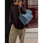 Top-tier Chanel 26a diamond-pattern denim CF style clamshell bag, underarm bag maxi, cross-body shoulder bag, genuine leather inside and outside, large size 38cm