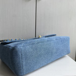 Top-tier Chanel 26a diamond-pattern denim CF style clamshell bag, underarm bag maxi, cross-body shoulder bag, genuine leather inside and outside, large size 38cm