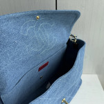 Top-tier Chanel 26a diamond-pattern denim CF style clamshell bag, underarm bag maxi, cross-body shoulder bag, genuine leather inside and outside, large size 38cm