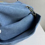 Top-tier Chanel 26a diamond-pattern denim CF style clamshell bag, underarm bag maxi, cross-body shoulder bag, genuine leather inside and outside, large size 38cm