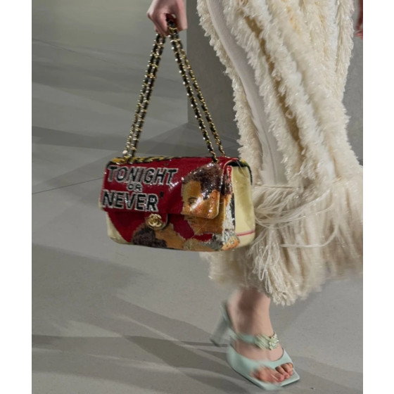 Top-tier Chanel 26a beaded sequin patchwork leather CF style clamshell bag, messenger bag, crossbody bag, tonight never 32cm