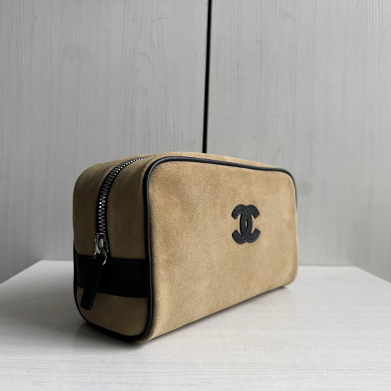 Top-tier Chanel 26m Coco Beach series makeup bag, made of genuine leather, suede, and nubuck, with a suede handbag, small size 22*13, large size 29*17