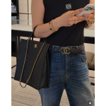 Top-tier Chanel 26a plain weave calfskin music score bag, vertical tote bag, chain tote, handbag, shopping bag, shoulder bag, 28*23