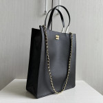 Top-tier Chanel 26a plain weave calfskin music score bag, vertical tote bag, chain tote, handbag, shopping bag, shoulder bag, 28*23