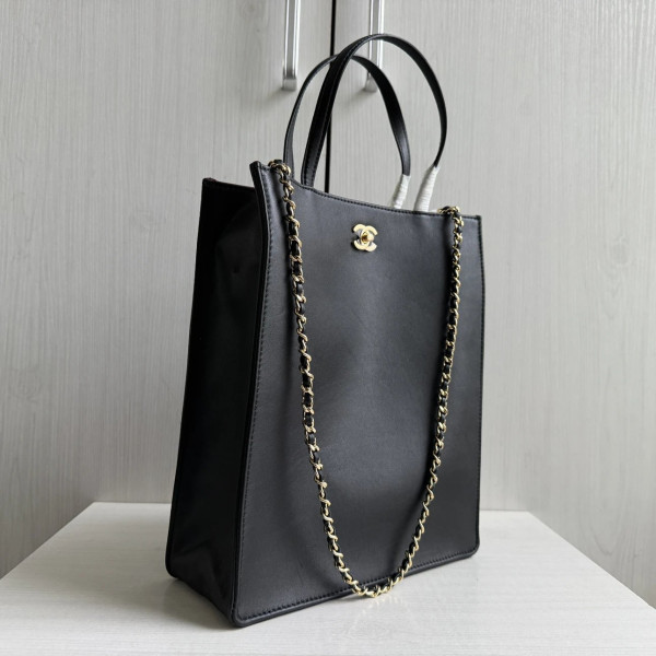 Top-tier Chanel 26a plain weave calfskin music score bag, vertical tote bag, chain tote, handbag, shopping bag, shoulder bag, 28*23