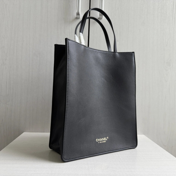 Top-tier Chanel 26a plain weave calfskin music score bag, vertical tote bag, chain tote, handbag, shopping bag, shoulder bag, 28*23