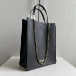 Top-tier Chanel 26a plain weave calfskin music score bag, vertical tote bag, chain tote, handbag, shopping bag, shoulder bag, 28*23