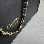 Top-tier Chanel 26a plain weave calfskin music score bag, vertical tote bag, chain tote, handbag, shopping bag, shoulder bag, 28*23