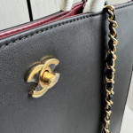 Top-tier Chanel 26a plain weave calfskin music score bag, vertical tote bag, chain tote, handbag, shopping bag, shoulder bag, 28*23