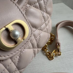 Top-tier DIO Teng pattern lambskin CD pearl buckle jolie women's bag chain cross-body messenger bag
