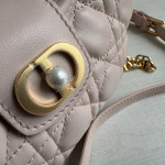 Top-tier DIO Teng pattern lambskin CD pearl buckle jolie women's bag chain cross-body messenger bag
