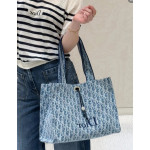 頂级 dio iviera系列spongy book tote 刺绣帆布老花 单肩包 女包 购物袋 41*32