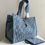 頂级 dio iviera系列spongy book tote 刺绣帆布老花 单肩包 女包 购物袋 41*32
