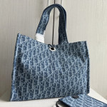 頂级 dio iviera系列spongy book tote 刺绣帆布老花 单肩包 女包 购物袋 41*32