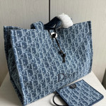 頂级 dio iviera系列spongy book tote 刺绣帆布老花 单肩包 女包 购物袋 41*32