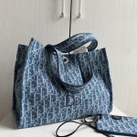 頂级 dio iviera系列spongy book tote 刺绣帆布老花 单肩包 女包 购物袋 41*32