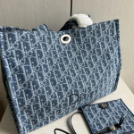 頂级 dio iviera系列spongy book tote 刺绣帆布老花 单肩包 女包 购物袋 41*32