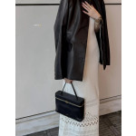 Top-tier CelinCE new style box bag frame, imported calfskin, genuine leather inside and outside, hand-twisted handbag, trunk bag, women's bag, 24*14