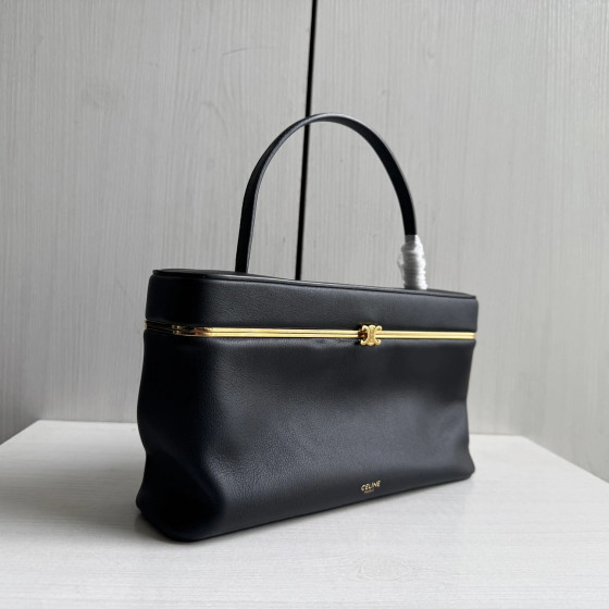 Top-tier CelinCE new style box bag frame, imported calfskin, genuine leather inside and outside, hand-twisted handbag, trunk bag, women's bag, 24*14
