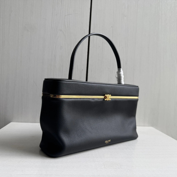 Top-tier CelinCE new style box bag frame, imported calfskin, genuine leather inside and outside, hand-twisted handbag, trunk bag, women's bag, 24*14