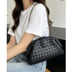 Top-grade bv woven lambskin clutch bag, chain shoulder bag, handbag, underarm bag, women's bag, 27*15