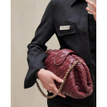 Top-grade bv woven lambskin clutch bag, chain shoulder bag, handbag, underarm bag, women's bag, 27*15