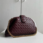 Top-grade bv woven lambskin clutch bag, chain shoulder bag, handbag, underarm bag, women's bag, 27*15