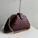 Top-grade bv woven lambskin clutch bag, chain shoulder bag, handbag, underarm bag, women's bag, 27*15