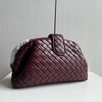 Top-grade bv woven lambskin clutch bag, chain shoulder bag, handbag, underarm bag, women's bag, 27*15