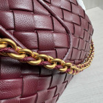 Top-grade bv woven lambskin clutch bag, chain shoulder bag, handbag, underarm bag, women's bag, 27*15