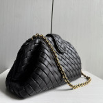 Top-grade bv woven lambskin clutch bag, chain shoulder bag, handbag, underarm bag, women's bag, 27*15