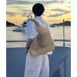 Top-tier Yangshulin Icare Laffy straw woven bag, women's woven bag, lambskin maxi vintage bag, extra-large shopping bag, shoulder bag, small size 28*31