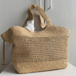 Top-tier Yangshulin Icare Laffy straw woven bag, women's woven bag, lambskin maxi vintage bag, extra-large shopping bag, shoulder bag, small size 28*31