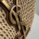 Top-tier Yangshulin Icare Laffy straw woven bag, women's woven bag, lambskin maxi vintage bag, extra-large shopping bag, shoulder bag, small size 28*31