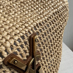 Top-tier Yangshulin Icare Laffy straw woven bag, women's woven bag, lambskin maxi vintage bag, extra-large shopping bag, shoulder bag, small size 28*31