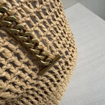 Top-tier Yangshulin Icare Laffy straw woven bag, women's woven bag, lambskin maxi vintage bag, extra-large shopping bag, shoulder bag, small size 28*31