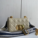 (Inside and outside genuine leather) high-end version dior caro rattan-patterned calfskin CD vintage Montaigne chain messenger bag, large size 25cm, small size 20cm