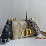 (Inside and outside genuine leather) high-end version dior caro rattan-patterned calfskin CD vintage Montaigne chain messenger bag, large size 25cm, small size 20cm