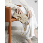 (Inside and outside genuine leather) high-end version dior caro rattan-patterned calfskin CD vintage Montaigne chain messenger bag, large size 25cm, small size 20cm