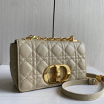 (Inside and outside genuine leather) high-end version dior caro rattan-patterned calfskin CD vintage Montaigne chain messenger bag, large size 25cm, small size 20cm