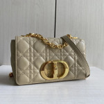 (Inside and outside genuine leather) high-end version dior caro rattan-patterned calfskin CD vintage Montaigne chain messenger bag, large size 25cm, small size 20cm