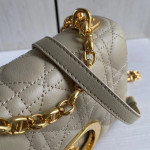 (Inside and outside genuine leather) high-end version dior caro rattan-patterned calfskin CD vintage Montaigne chain messenger bag, large size 25cm, small size 20cm