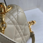(Inside and outside genuine leather) high-end version dior caro rattan-patterned calfskin CD vintage Montaigne chain messenger bag, large size 25cm, small size 20cm