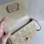 (Inside and outside genuine leather) high-end version dior caro rattan-patterned calfskin CD vintage Montaigne chain messenger bag, large size 25cm, small size 20cm