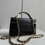 Chanel Top-level 26a lizard-print cowhide handheld makeup bag, LP style, with both interior and exterior genuine leather, rice box bag, chain messenger bag, 19cm