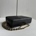 Chanel Top-level 26a lizard-print cowhide handheld makeup bag, LP style, with both interior and exterior genuine leather, rice box bag, chain messenger bag, 19cm