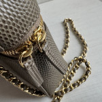 Chanel Top-level 26a lizard-print cowhide handheld makeup bag, LP style, with both interior and exterior genuine leather, rice box bag, chain messenger bag, 19cm